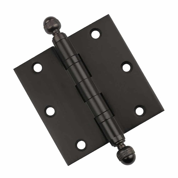 Embassy 3-1/2 x 3-1/2 Solid Brass Hinge, Oil Rubbed Bronze Finish with Acorn Tips 3535BBUS10BA-1 - main